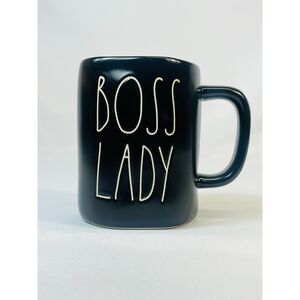 NWOT Rae Dunn Magenta Black BOSS LADY Coffee Tea Oversized Pottery Mug
